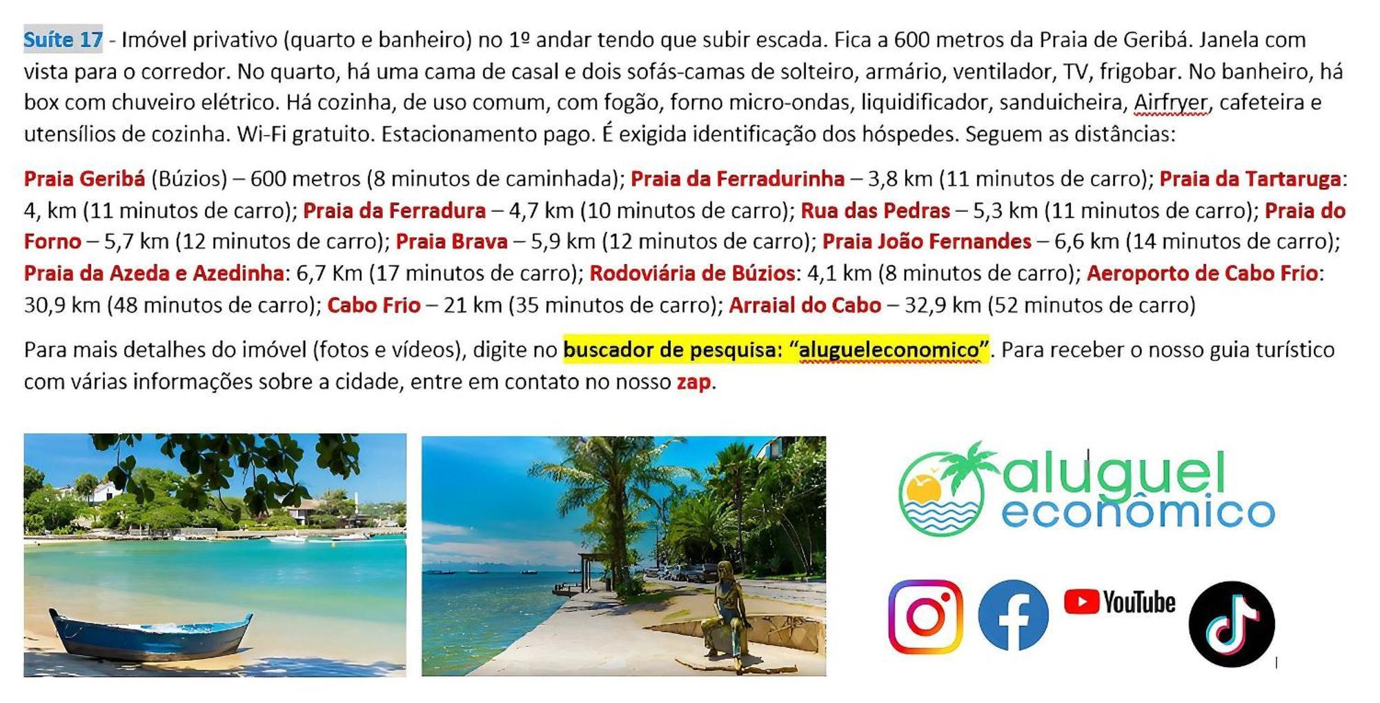 Buzios - Geriba - Suites - Aluguel Economico Bagian luar foto