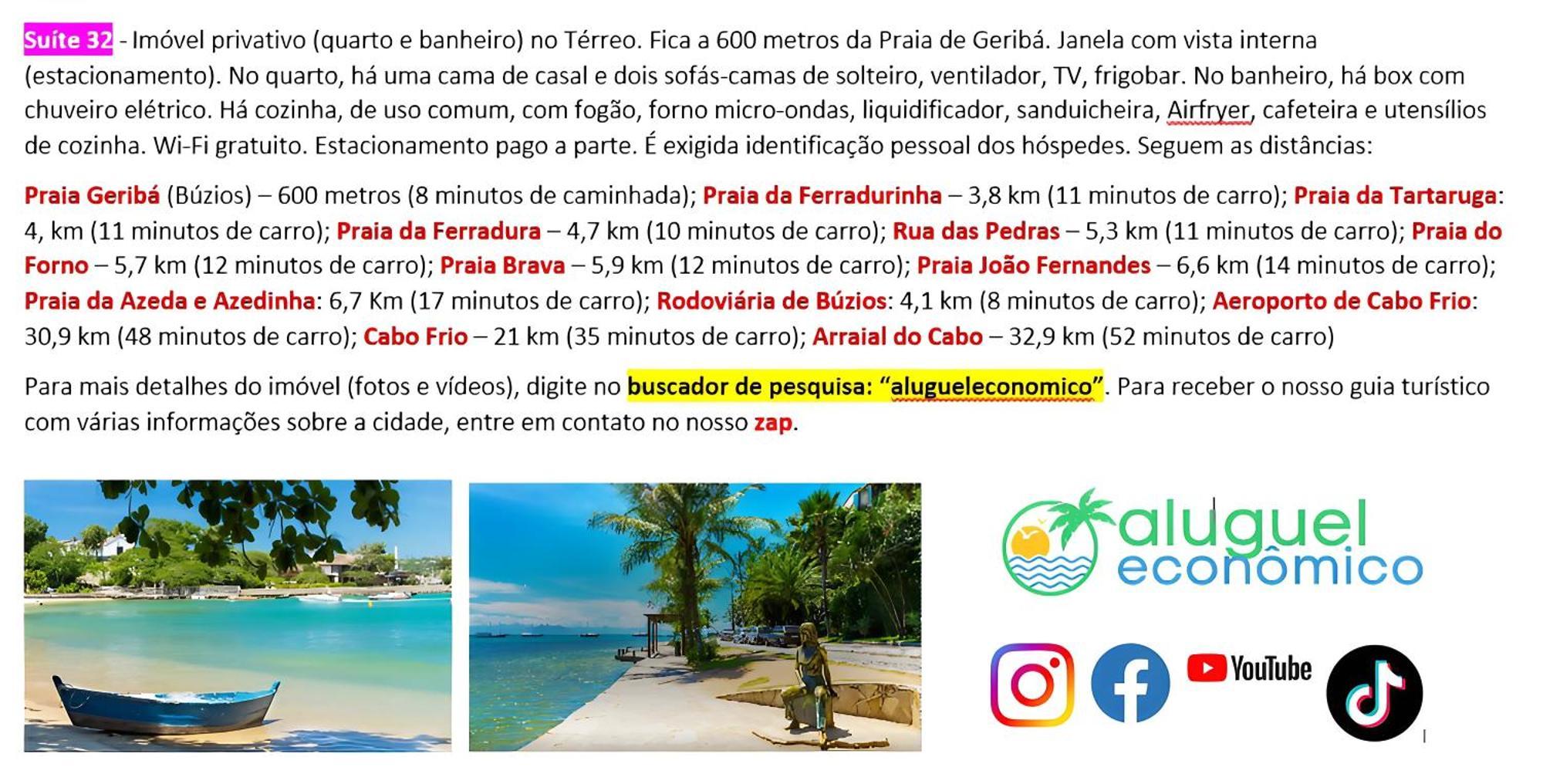 Buzios - Geriba - Suites - Aluguel Economico Bagian luar foto