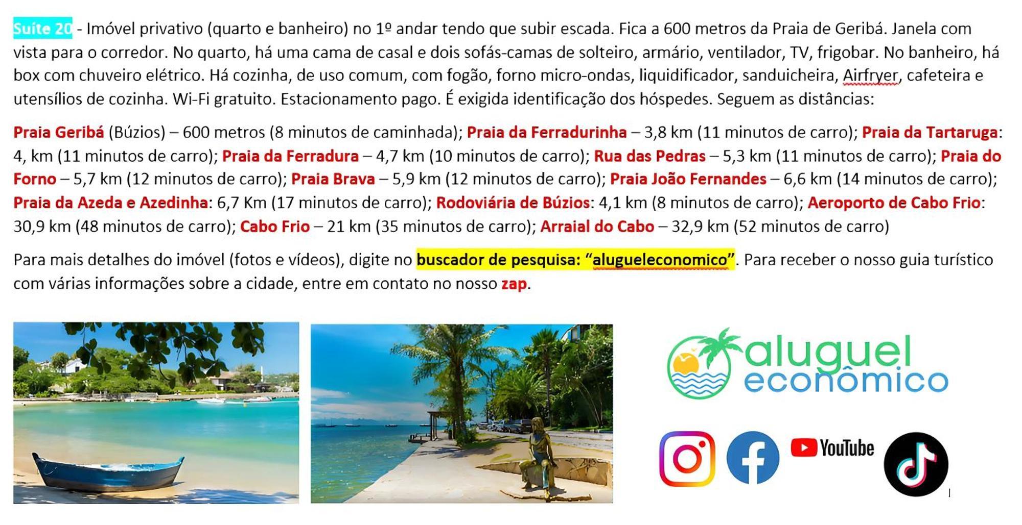 Buzios - Geriba - Suites - Aluguel Economico Bagian luar foto
